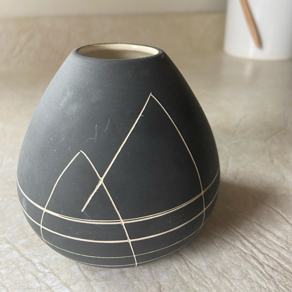 Grey & Cream Ceramic Sprig Vase